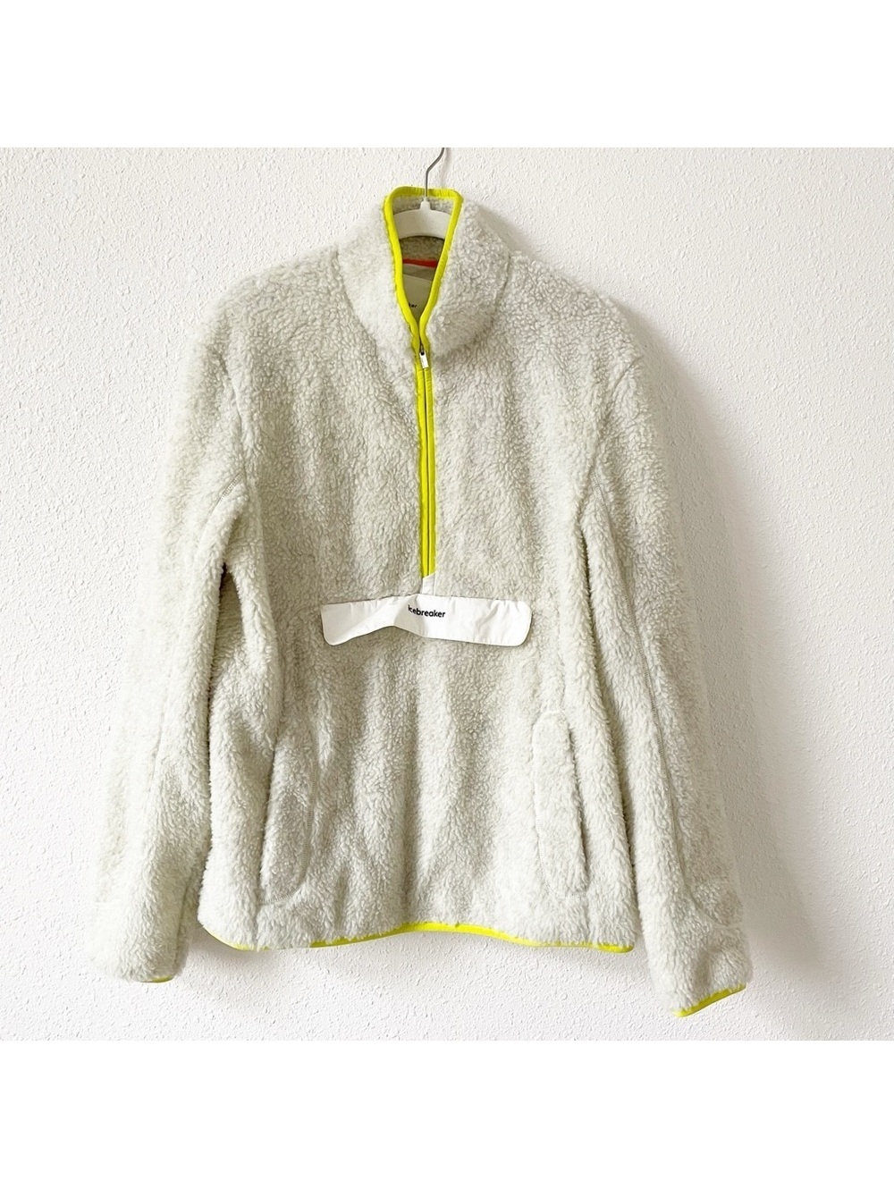 Icebreaker Men's RealFleece Merino Wool High Pile Half Zip Pullover Jacket Ecru